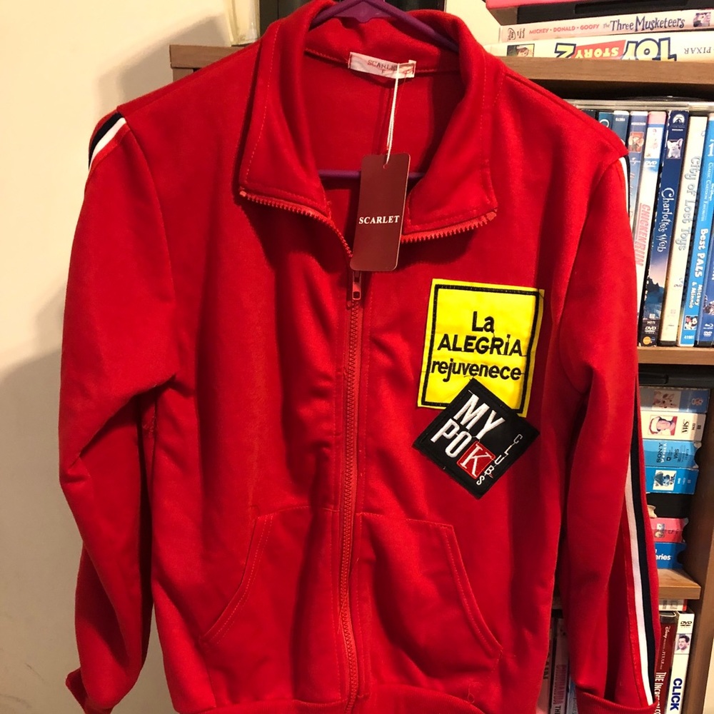 NWT Scarlet Red Appliqué Academia Jacket Sz S